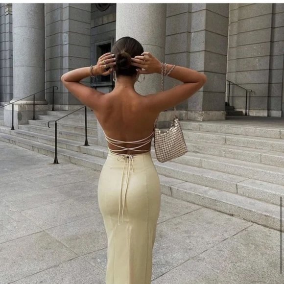 ZARA CREAM SATIN EFFECT MIDI DRESS - Picture 6 of 16